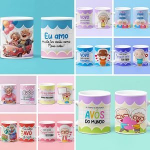 10 Artes Sublimação Caneca Dia dos Avós Vovo e Vovó em PSD