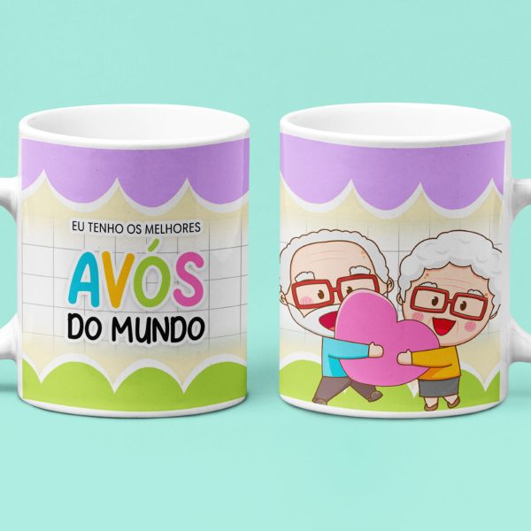 10 Artes Sublimação Caneca Dia dos Avós Vovo e Vovó em PSD