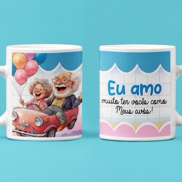 10 Artes Sublimação Caneca Dia dos Avós Vovo e Vovó em PSD