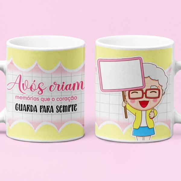 10 Artes Sublimação Caneca Dia dos Avós Vovo e Vovó em PSD