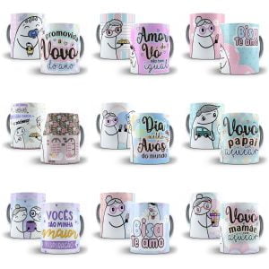 12 Artes Caneca Flork Avós Sublimação Editável Em Corel Draw