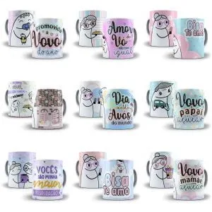 12 Artes Caneca Flork Avós Sublimação Editável Em Corel Draw