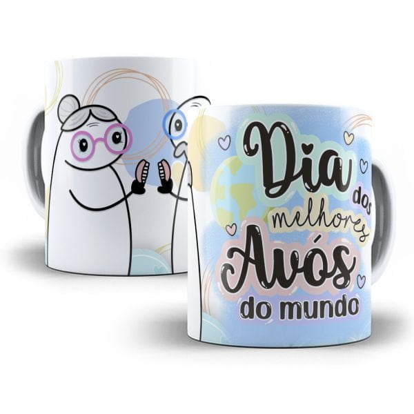 12 Artes Caneca Flork Avós Sublimação Editável Em Corel Draw