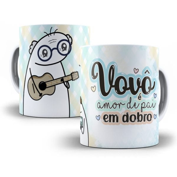 12 Artes Caneca Flork Avós Sublimação Editável Em Corel Draw