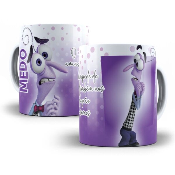 12 Estampas Caneca Divertida Mente Alegria Inveja Vergonha
