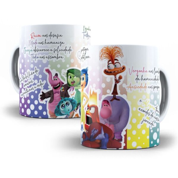 12 Estampas Caneca Divertida Mente Alegria Inveja Vergonha