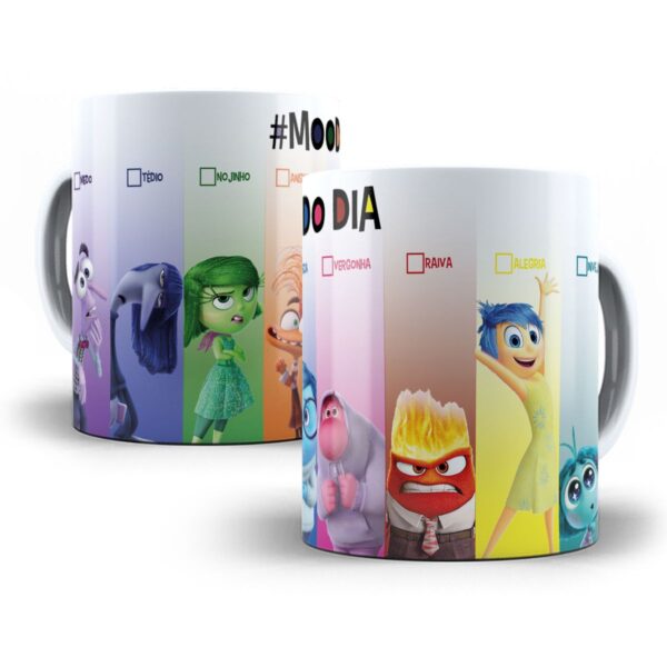 12 Estampas Caneca Divertida Mente Alegria Inveja Vergonha