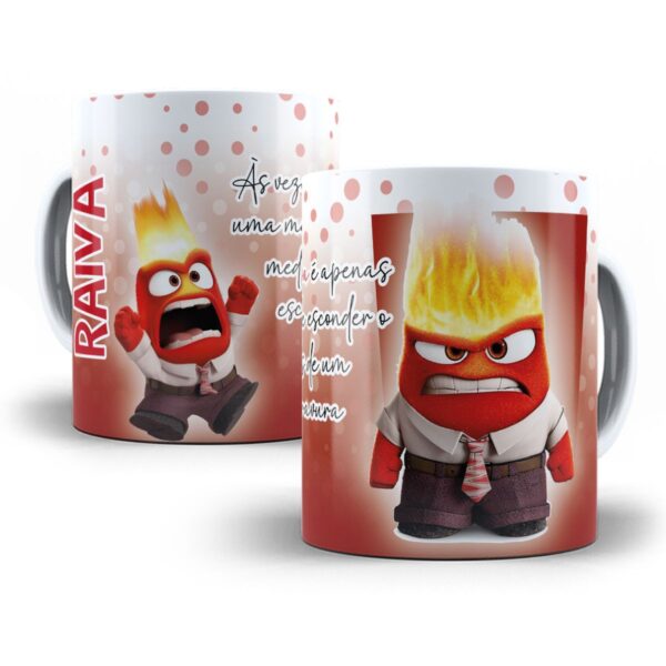 12 Estampas Caneca Divertida Mente Alegria Inveja Vergonha
