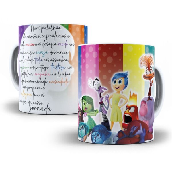 12 Estampas Caneca Divertida Mente Alegria Inveja Vergonha