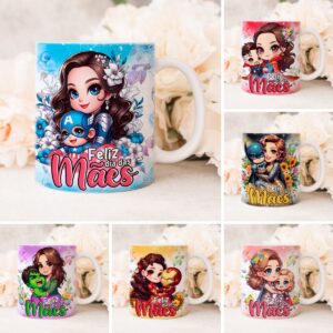 14 Artes Caneca Dia das Mães Heroínas + Cliparts Png