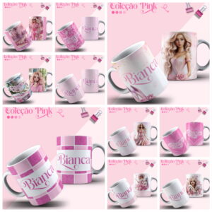 15 artes para caneca feminina tema pink com fontes