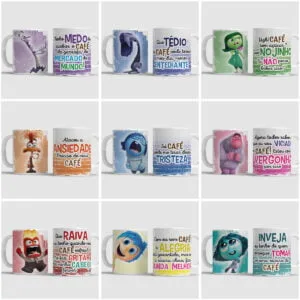 15 Estampas Caneca Divertida Mente 2 Arquivos Png Sublimação