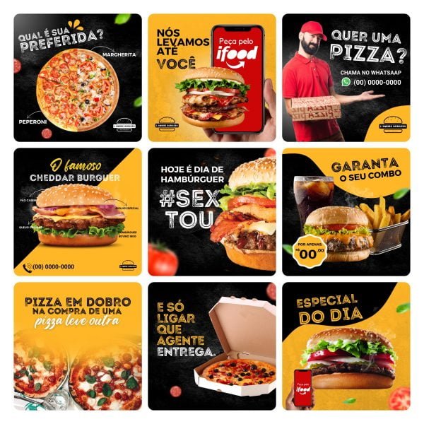 Pack Canva Fast Food 30 Modelos Editáveis+ Bônus
