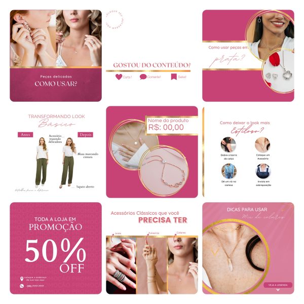 Pack Canva Loja de Acessórios 50 Modelos Editáveis+ Bônus