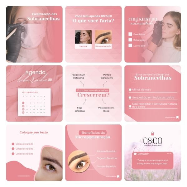 Pack Canva Micropigmentação 50 Modelos Editáveis+ Bônus - Imagem 3
