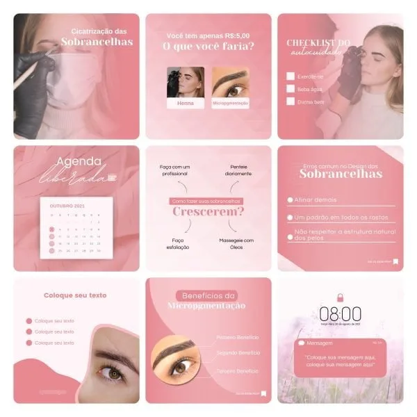 Pack Canva Micropigmentação 50 Modelos Editáveis+ Bônus - Imagem 3