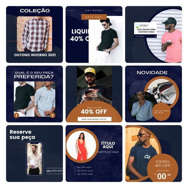 Pack Canva Moda Masculina 30 Modelos Editáveis+ Bônus