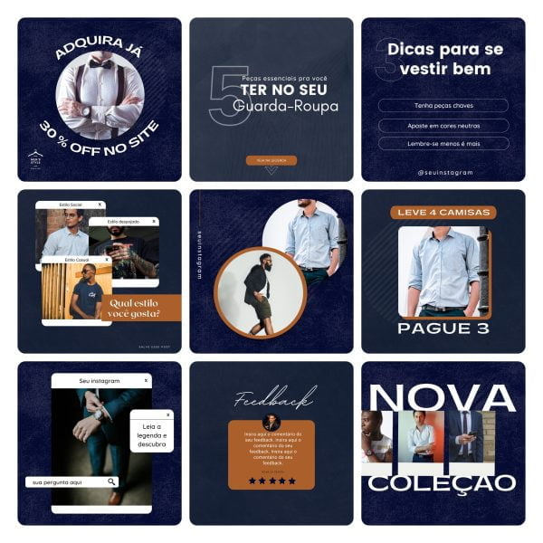 Pack Canva Moda Masculina 30 Modelos Editáveis+ Bônus - Imagem 2