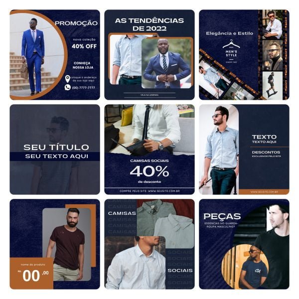 Pack Canva Moda Masculina 30 Modelos Editáveis+ Bônus - Imagem 3