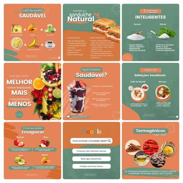 Pack Canva Nutricionista 100 Modelos Editáveis+ Bônus - Imagem 2