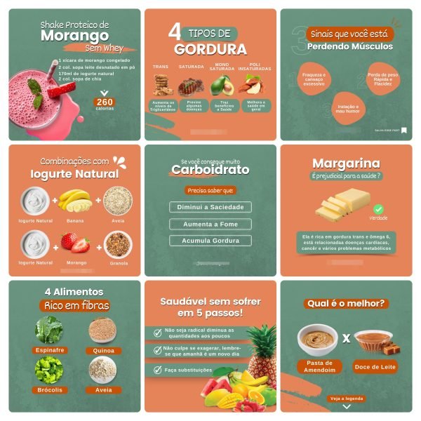 Pack Canva Nutricionista 100 Modelos Editáveis+ Bônus - Imagem 5