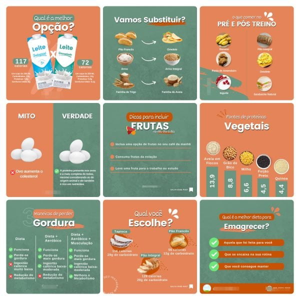 Pack Canva Nutricionista 100 Modelos Editáveis+ Bônus - Imagem 7
