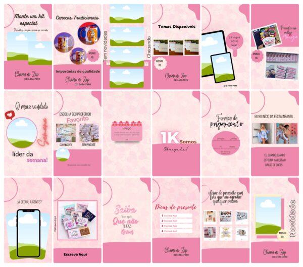 Pack Canva Personalizados Sublimação 100 Stories Editáveis - Imagem 3