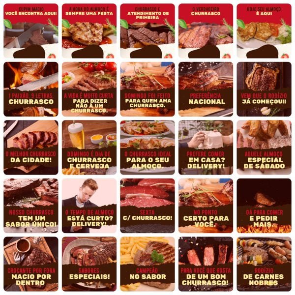 Pack Canva Churrascaria 200 Modelos Editáveis+ Legendas - Imagem 2