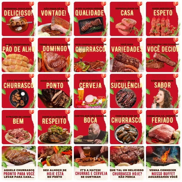 Pack Canva Churrascaria 200 Modelos Editáveis+ Legendas - Imagem 3
