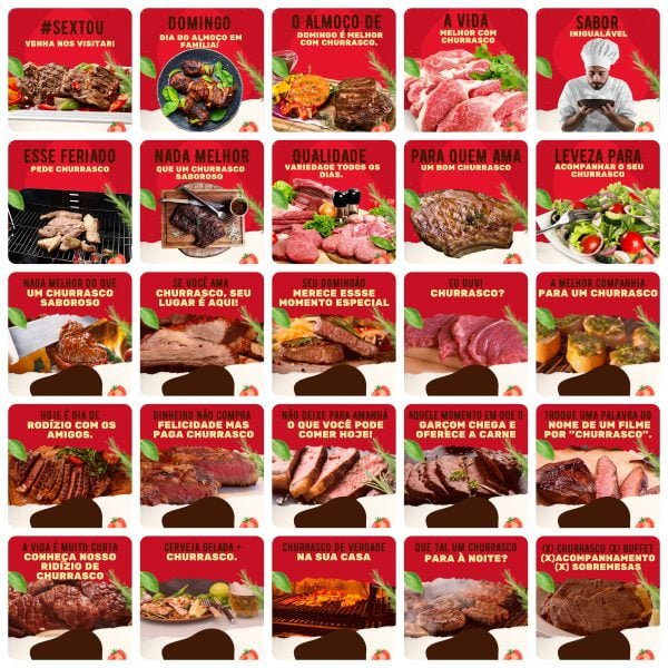 Pack Canva Churrascaria 200 Modelos Editáveis+ Legendas - Imagem 5