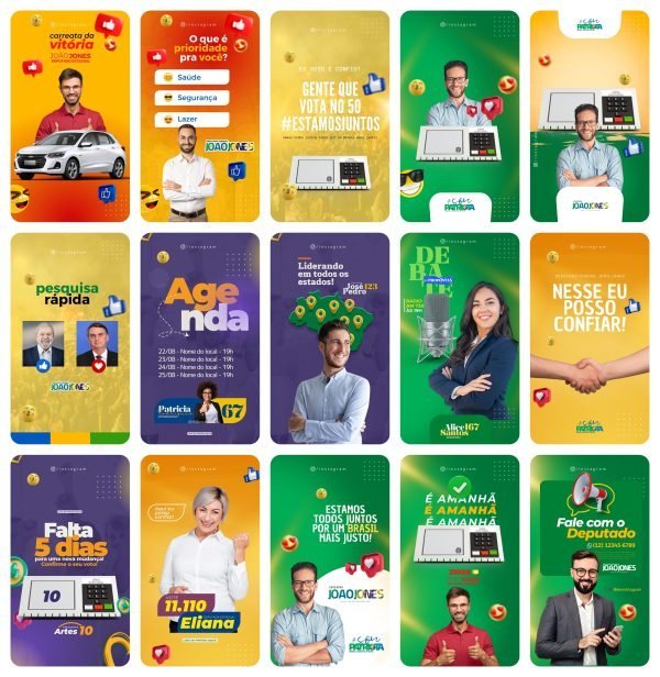 Pack Canva Campanha Política Eleição 45 Stories