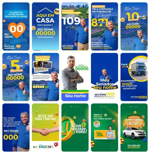 Pack Canva Campanha Política Eleição 45 Stories - Imagem 3