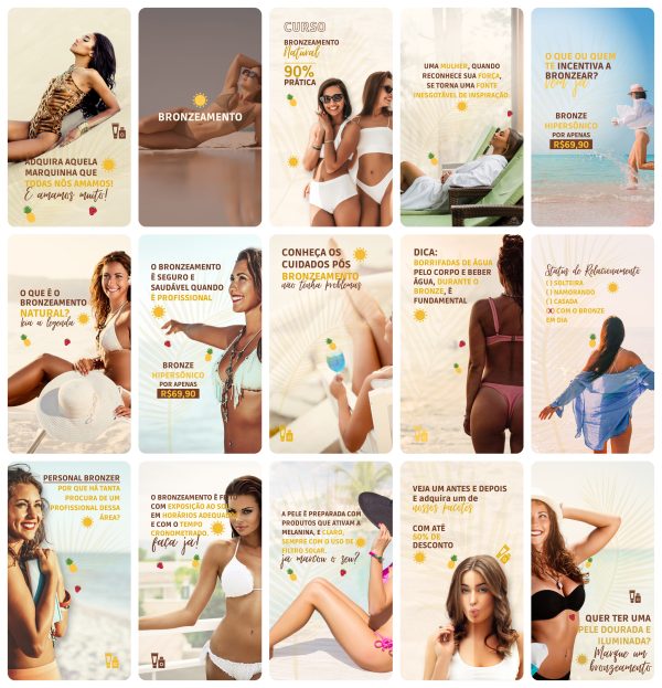 Pack Canva Bronzeamento 29 Modelos EditáveisStorie + Bônus