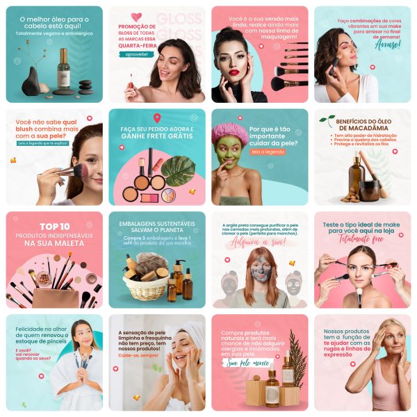 Pack Canva Cosmético 30 Modelos Editáveis+ Bônus