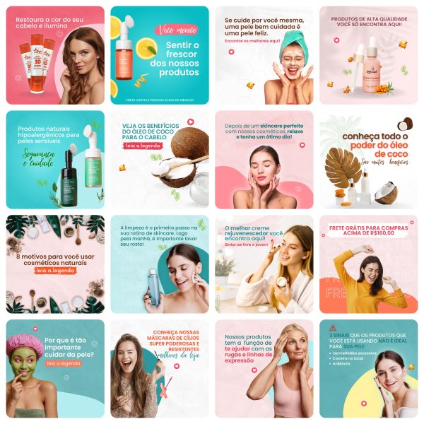 Pack Canva Cosmético 30 Modelos Editáveis+ Bônus - Imagem 2