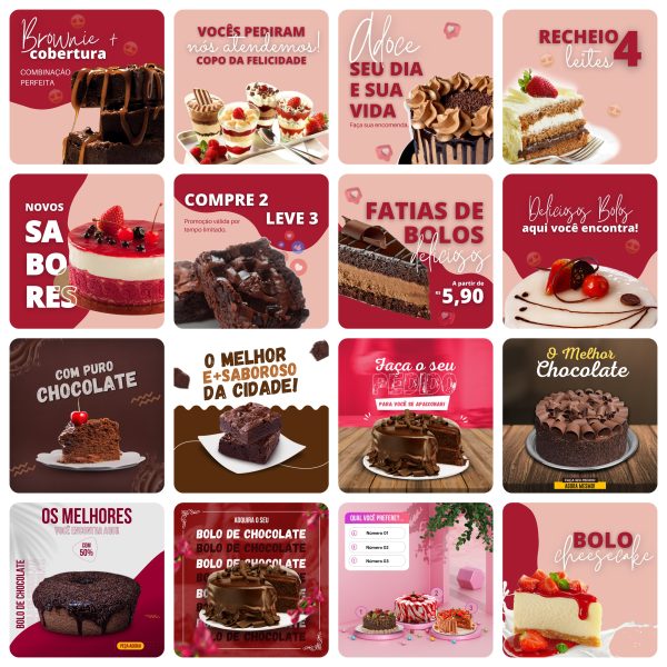 Pack Canva Confeitaria 40 Modelos Editáveis+ Bônus