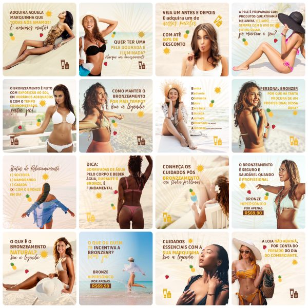 Pack Canva Bronzeamento 22 Modelos Editáveis+ Bônus