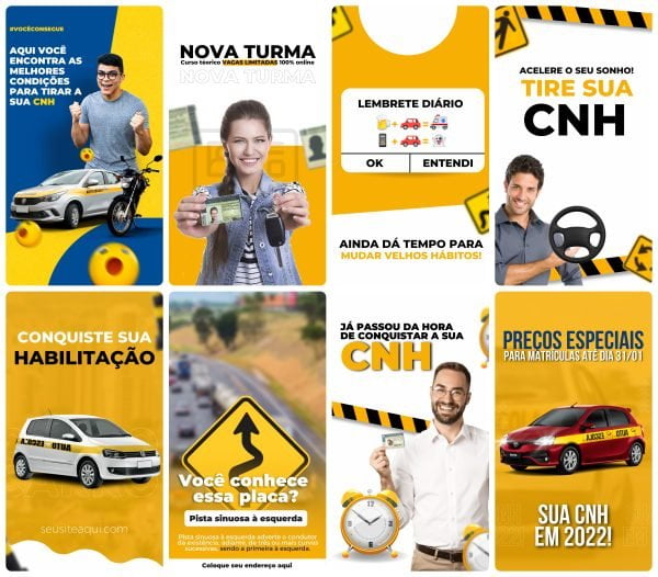 Pack Canva Auto Escola 27 Modelos EditáveisStorie + Bônus