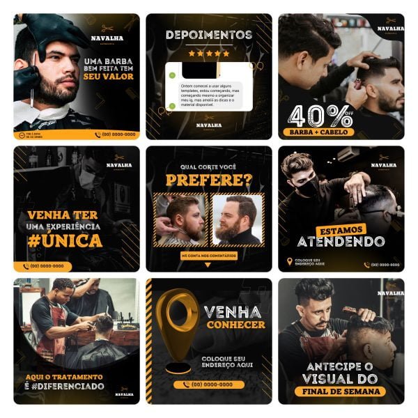 Pack Canva Barbearia 30 Modelos Editáveis+ Bônus - Imagem 3