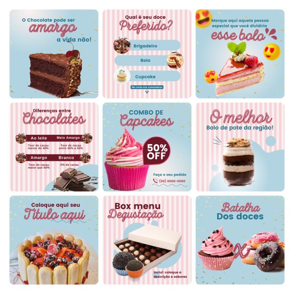 Pack Canva Confeitaria 30 Modelos Editáveis+ Bônus - Imagem 3