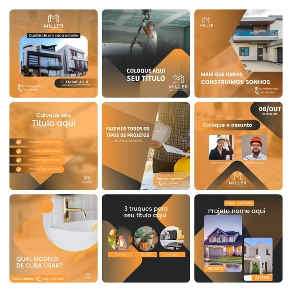 Pack Canva Construtora 30 Modelos Editáveis+ Bônus