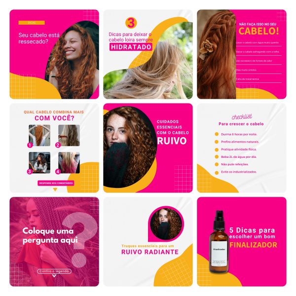 Pack Canva Consultora Capilar Cabelo 30 Modelos Editáveis+ Bônus