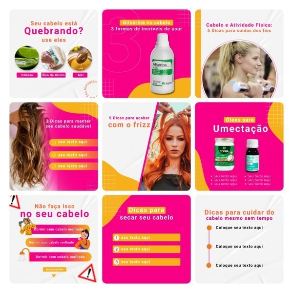 Pack Canva Consultora Capilar Cabelo 30 Modelos Editáveis+ Bônus - Imagem 2