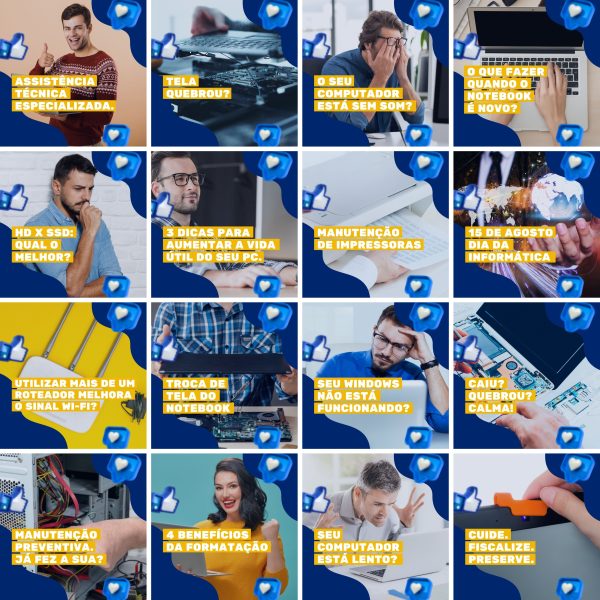 Pack Canva Manutenção de Computadores 200 Modelos Editáveis+ Legendas - Imagem 2