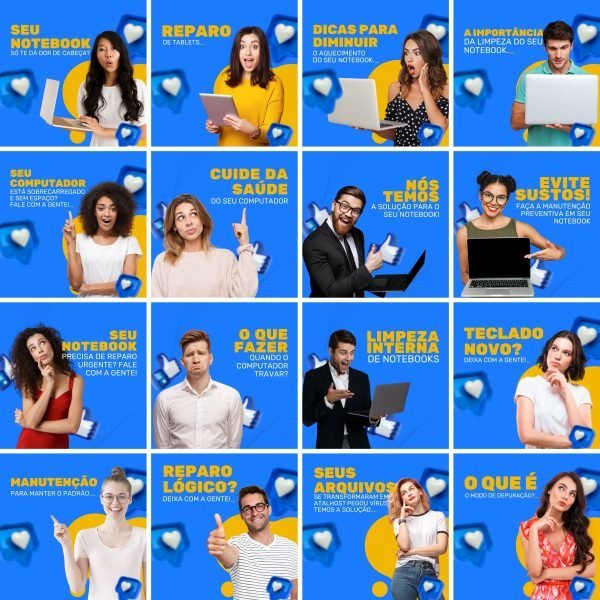Pack Canva Manutenção de Computadores 200 Modelos Editáveis+ Legendas - Imagem 3