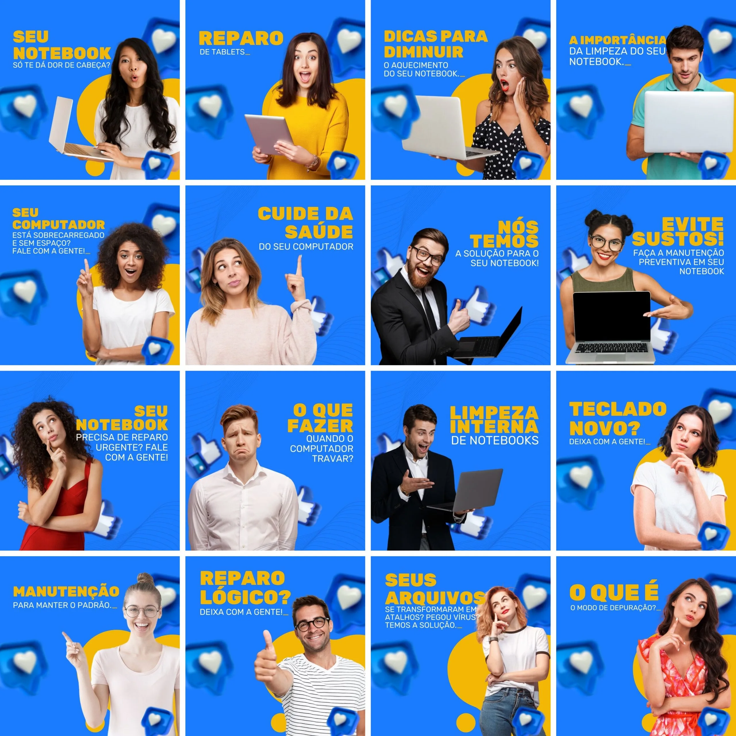 Pack Canva Manutenção de Computadores 200 Modelos Editáveis+ Legendas - Imagem 3