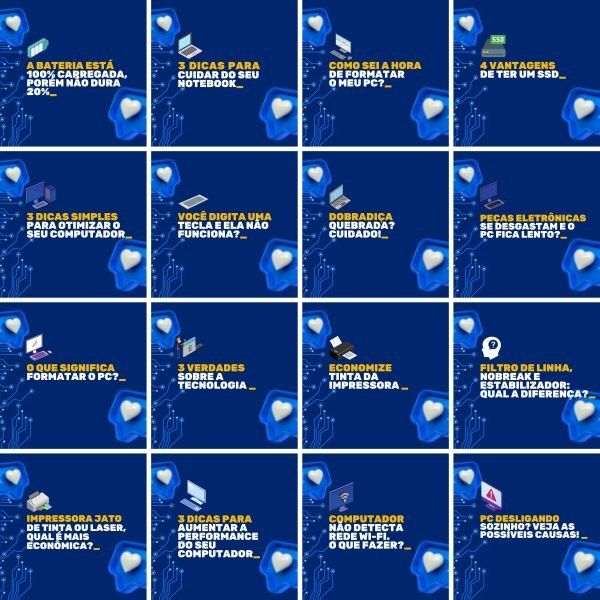 Pack Canva Manutenção de Computadores 200 Modelos Editáveis+ Legendas - Imagem 4