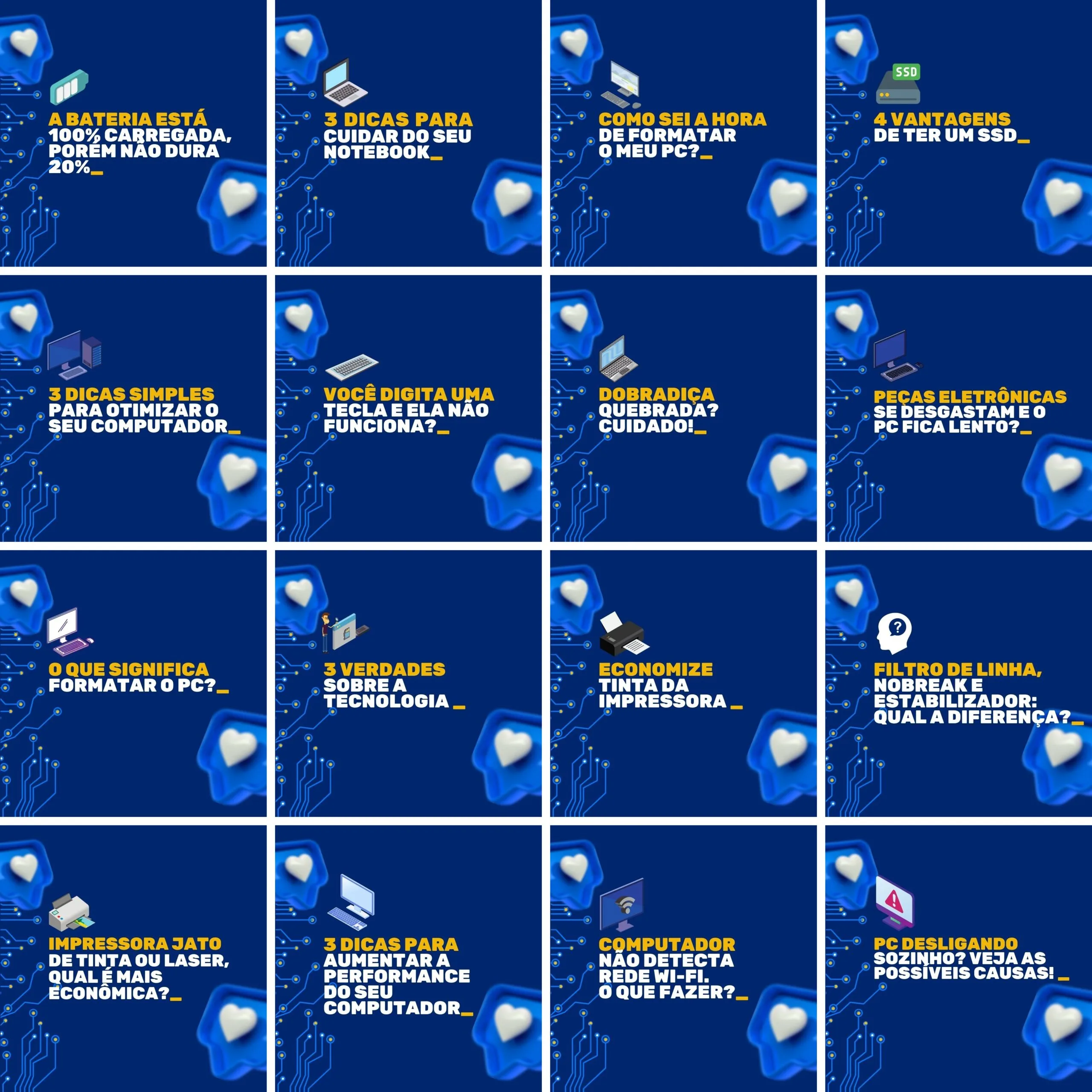 Pack Canva Manutenção de Computadores 200 Modelos Editáveis+ Legendas - Imagem 4
