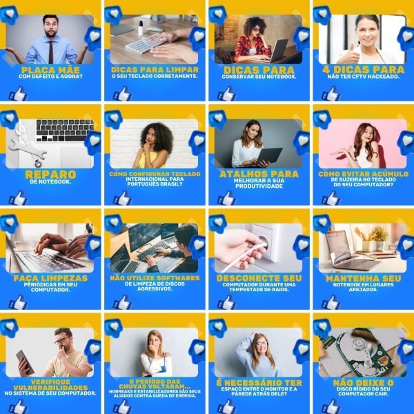 Pack Canva Manutenção de Computadores 200 Modelos Editáveis+ Legendas - Imagem 6