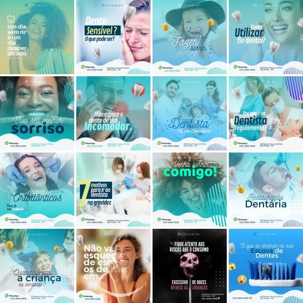 Pack Canva Dentista Odonto 90 Modelos Editáveis+ Bônus